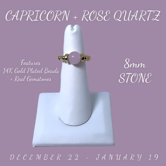 COPY - Wool + Pepper Co. Capricorn + Rose Quartz Ring - Zodiac x Gemstone - Picture 6 of 8
